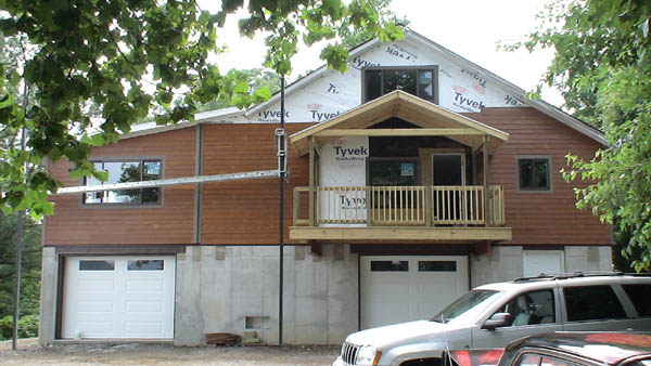 Front of the house.  Ran out of siding.