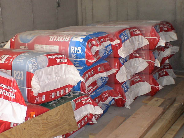 Packages of Rock Wool Insulation.